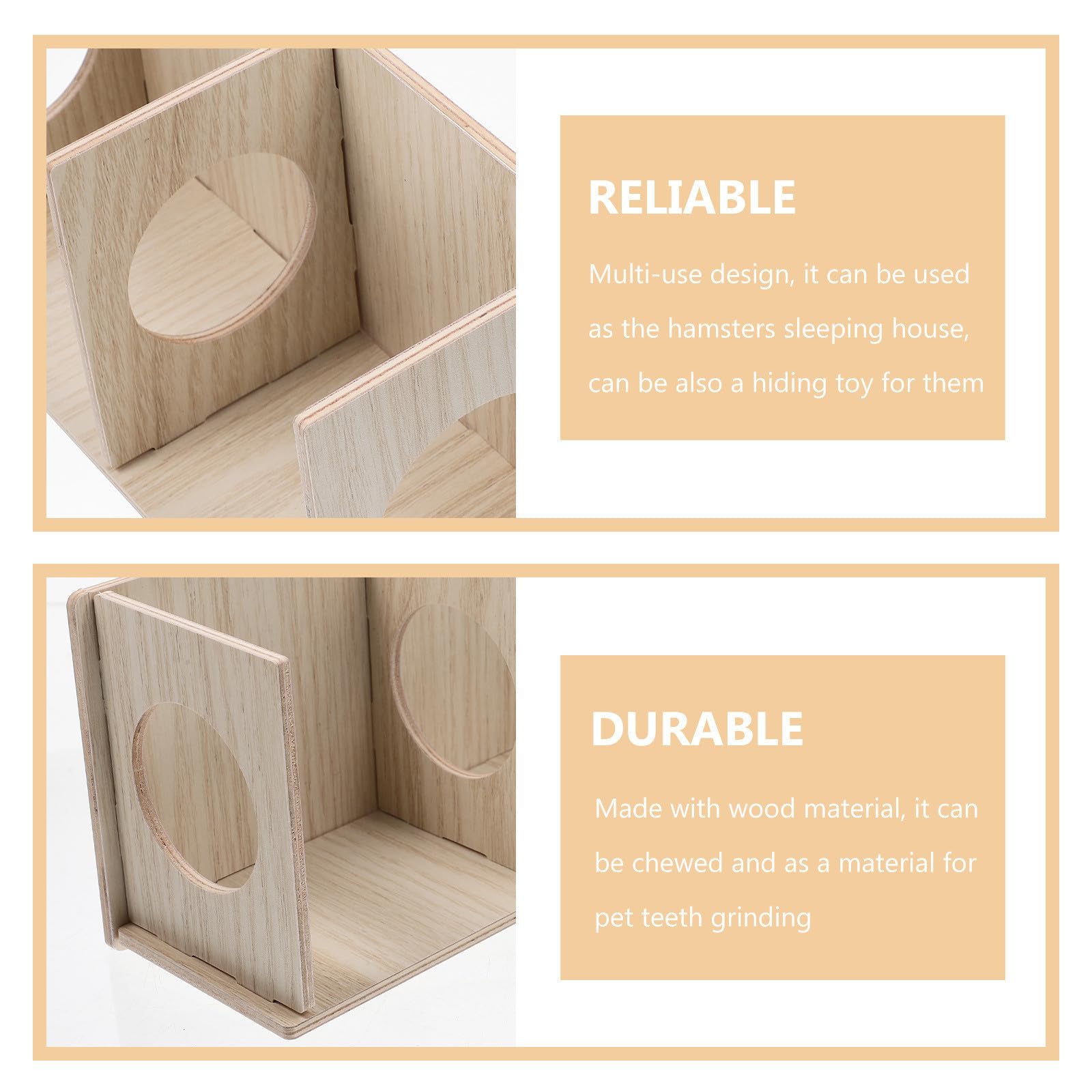 BESTonZON Casa de Madera Juguete Masticable Diseño Transparente y Dos Habitaciones para Hámster para Cobayas y Conejos, Adecuado para Verano E Invierno