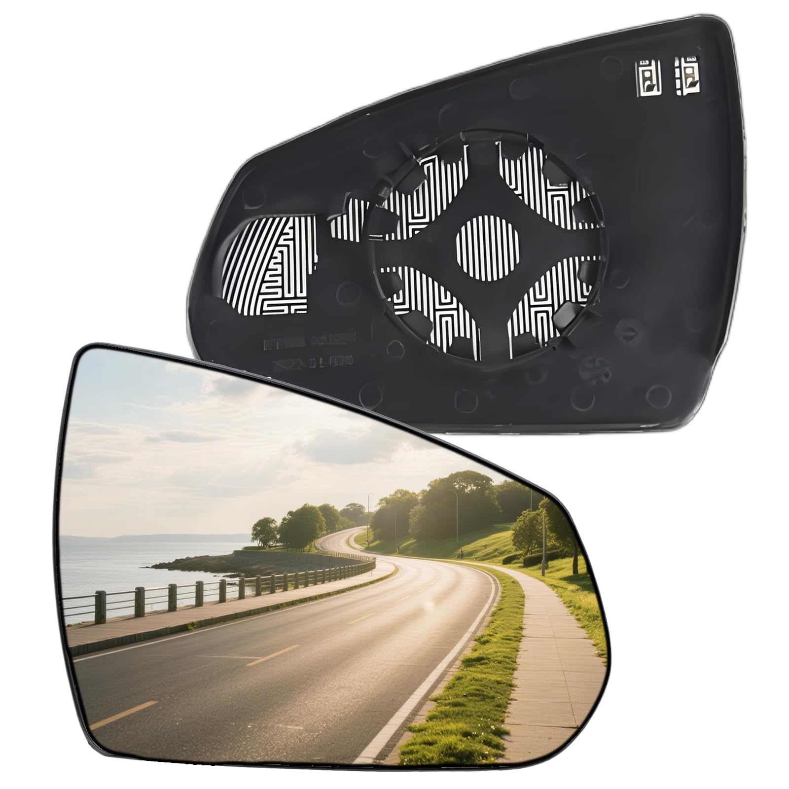 Passenger Side Mirror Replacement Glass for Cadillac SRX 2010-2016,Automotive Exterior Heated Right Side View Mirror Glass for 2010 2011 2012 2013