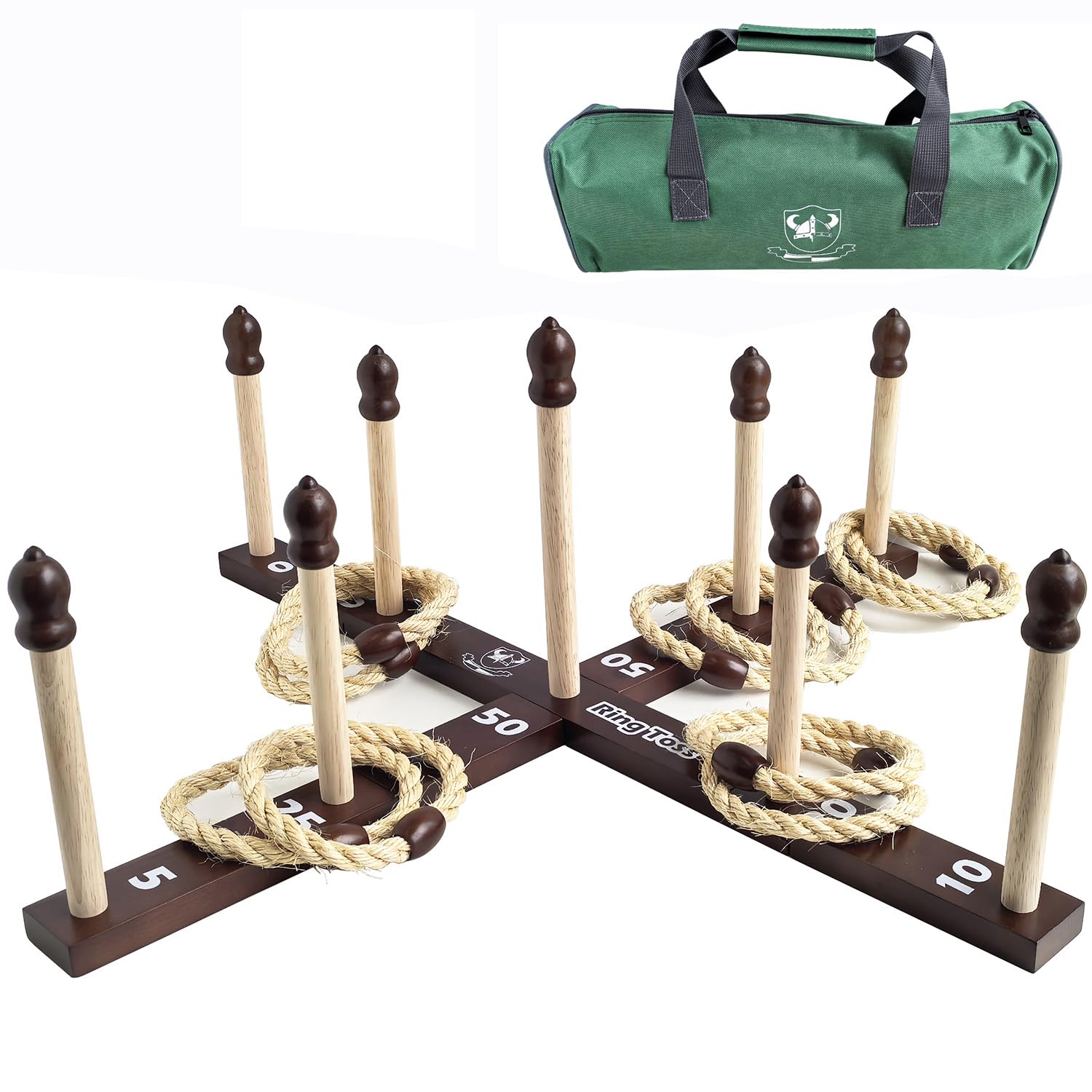 Ring Toss Game, Throwing Games, Wooden Rings Throwing Game with Carry Bag