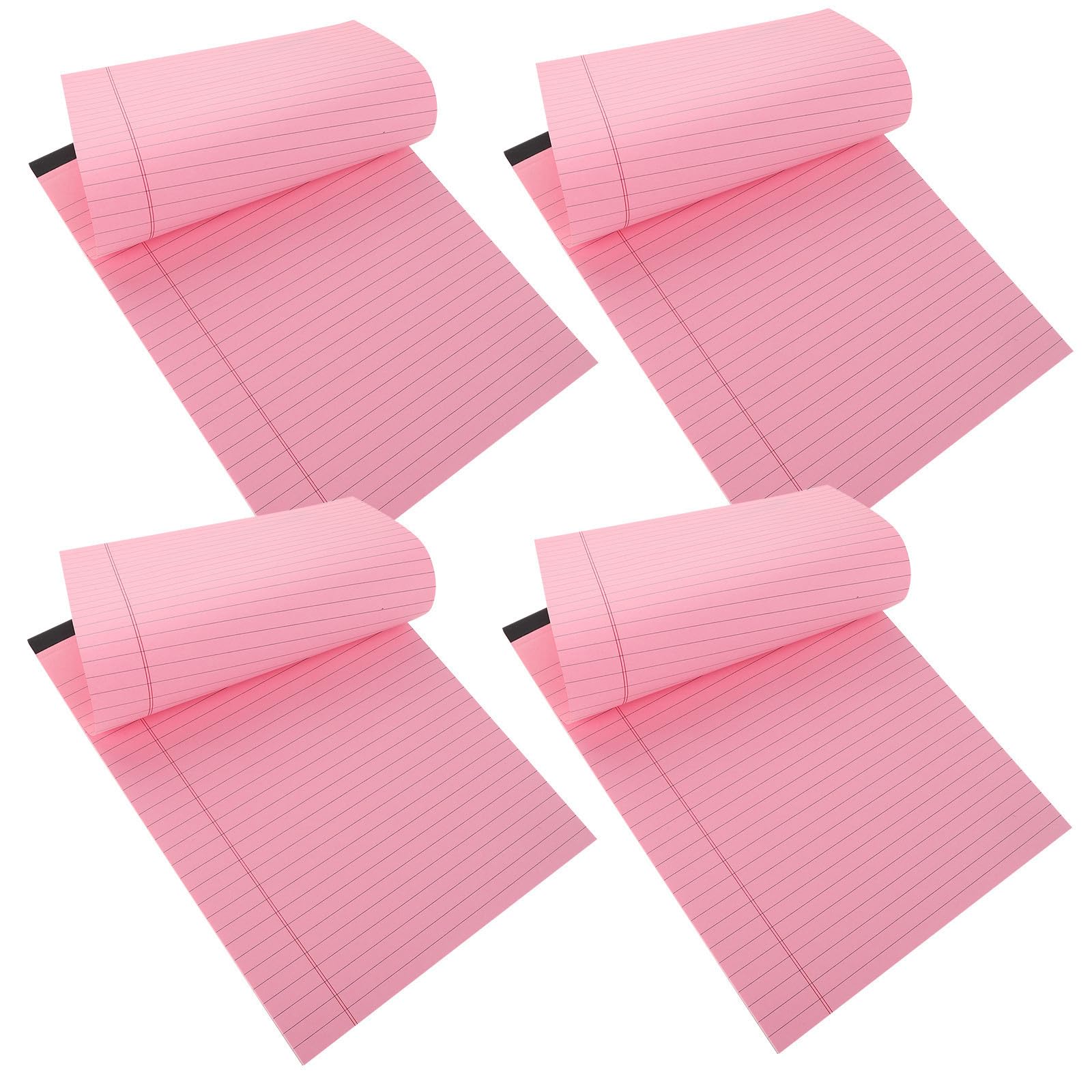 SHINEOFI 4 Piezas Bloc de Notas Rosa A4 Líneas Horizontales y Columnas Divididas, Papel Trabajo y Documentación
