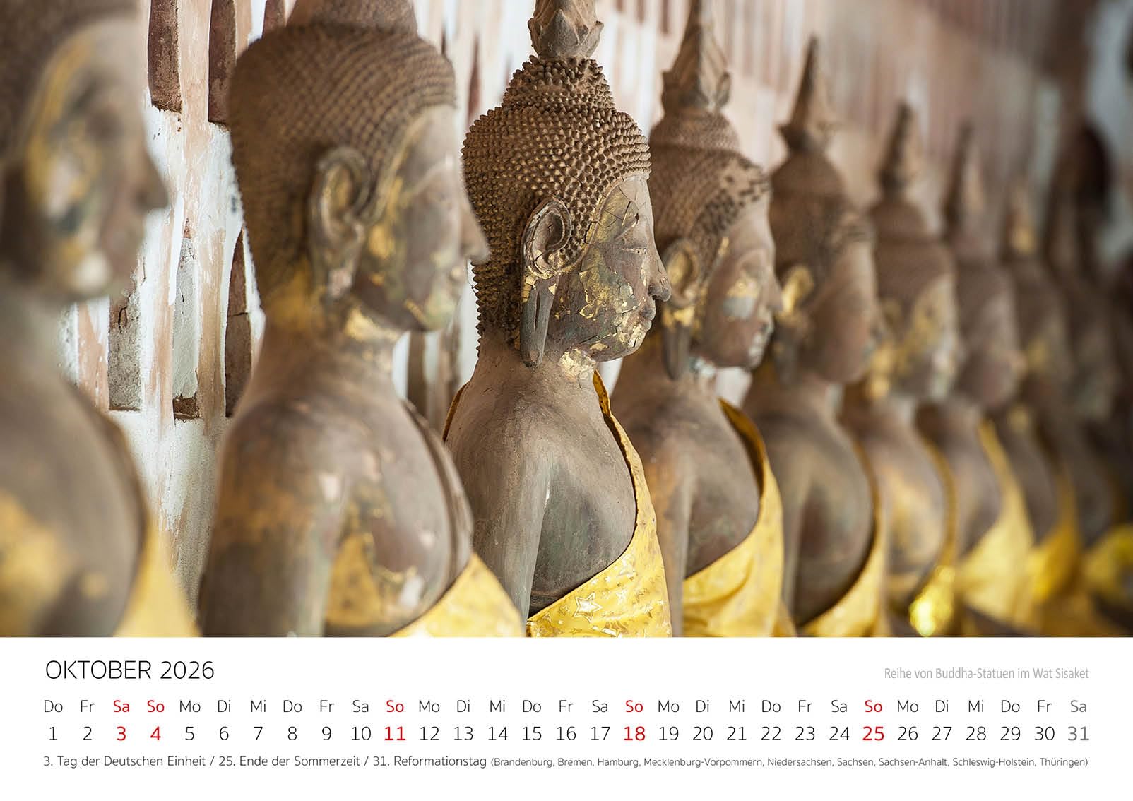 Edition Seidel Premium Kalender Buddha 2026 Format DIN A3 Wandkalender Asien Thailand Bangkok buddhistischer Tempel Mario Weigt