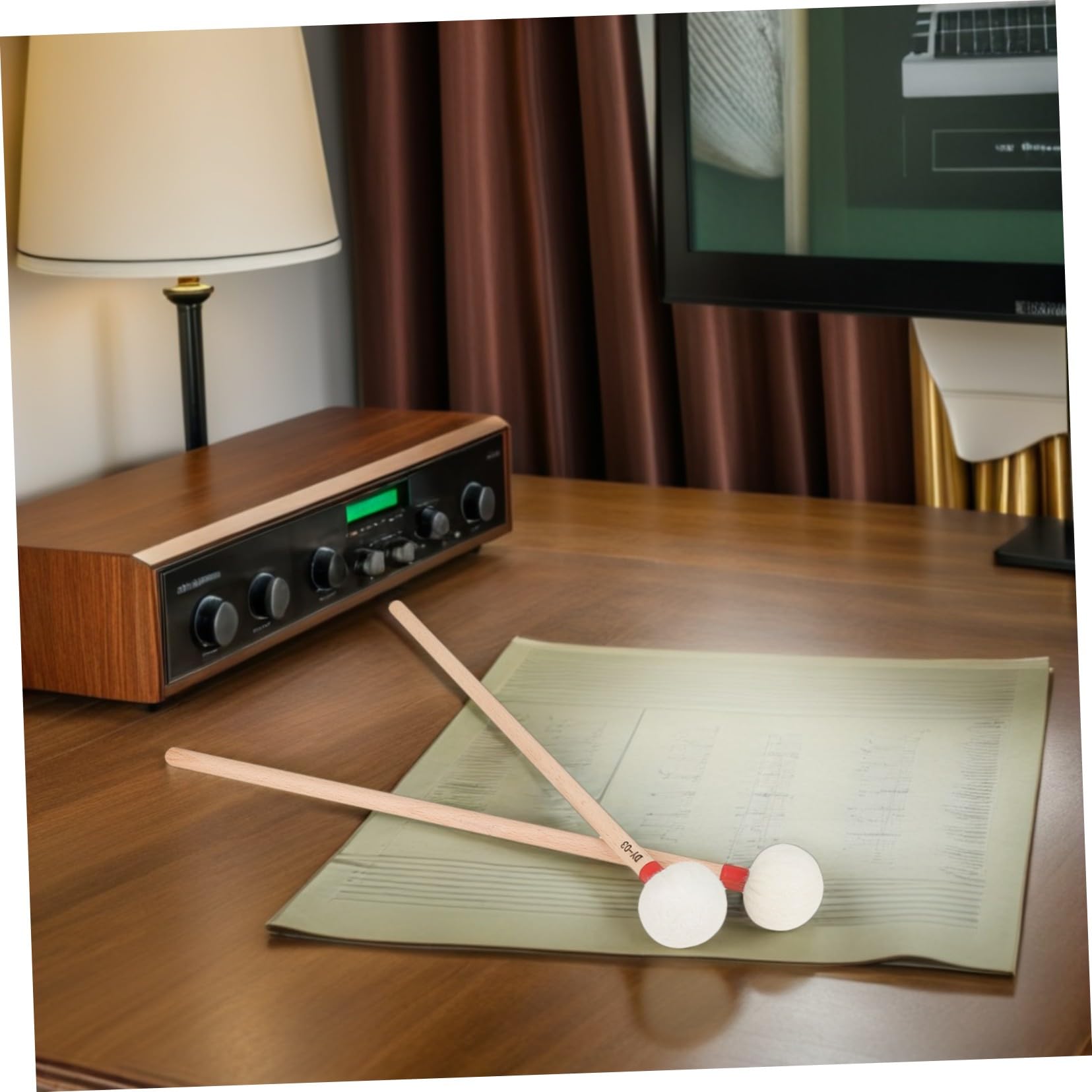 Toyvian 4 Sztuki Częściowy Pałeczek Do Timpani z Białą Główką Filcową i Ergonomicznymi Drewnianymi Rączkami Miękkie Perkusyjne Do Orkiestry Zespołów Szkolnych i Profesjonalnego Użytku