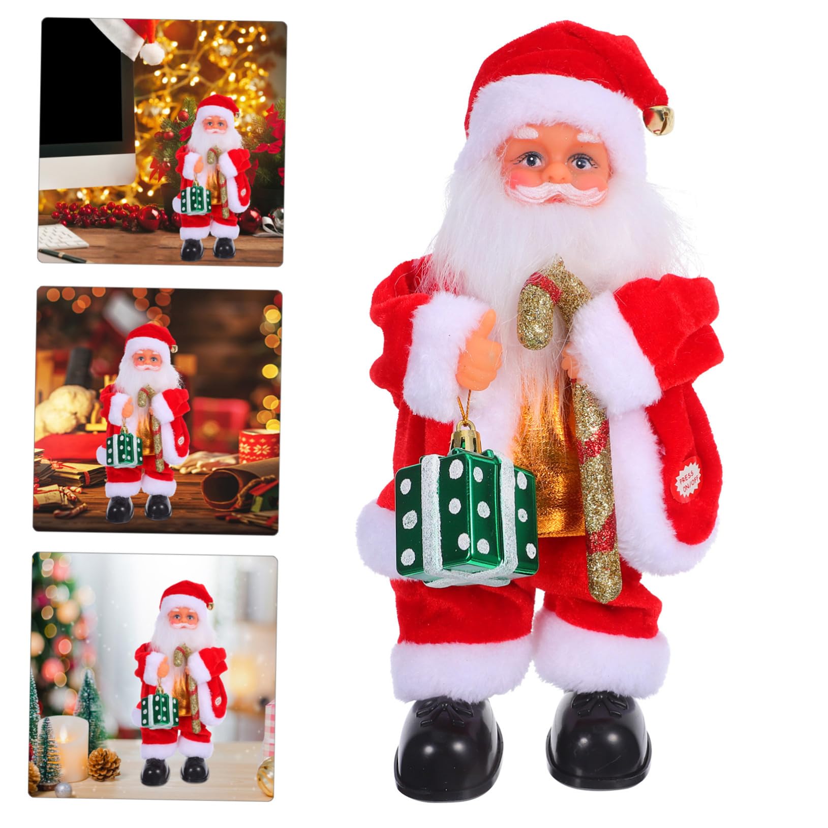 Abaodam Juguete de Papá Noel Eléctrico con Música Articulaciones Móviles para Adornos Navideños y Regalos de Fiesta de Navidad