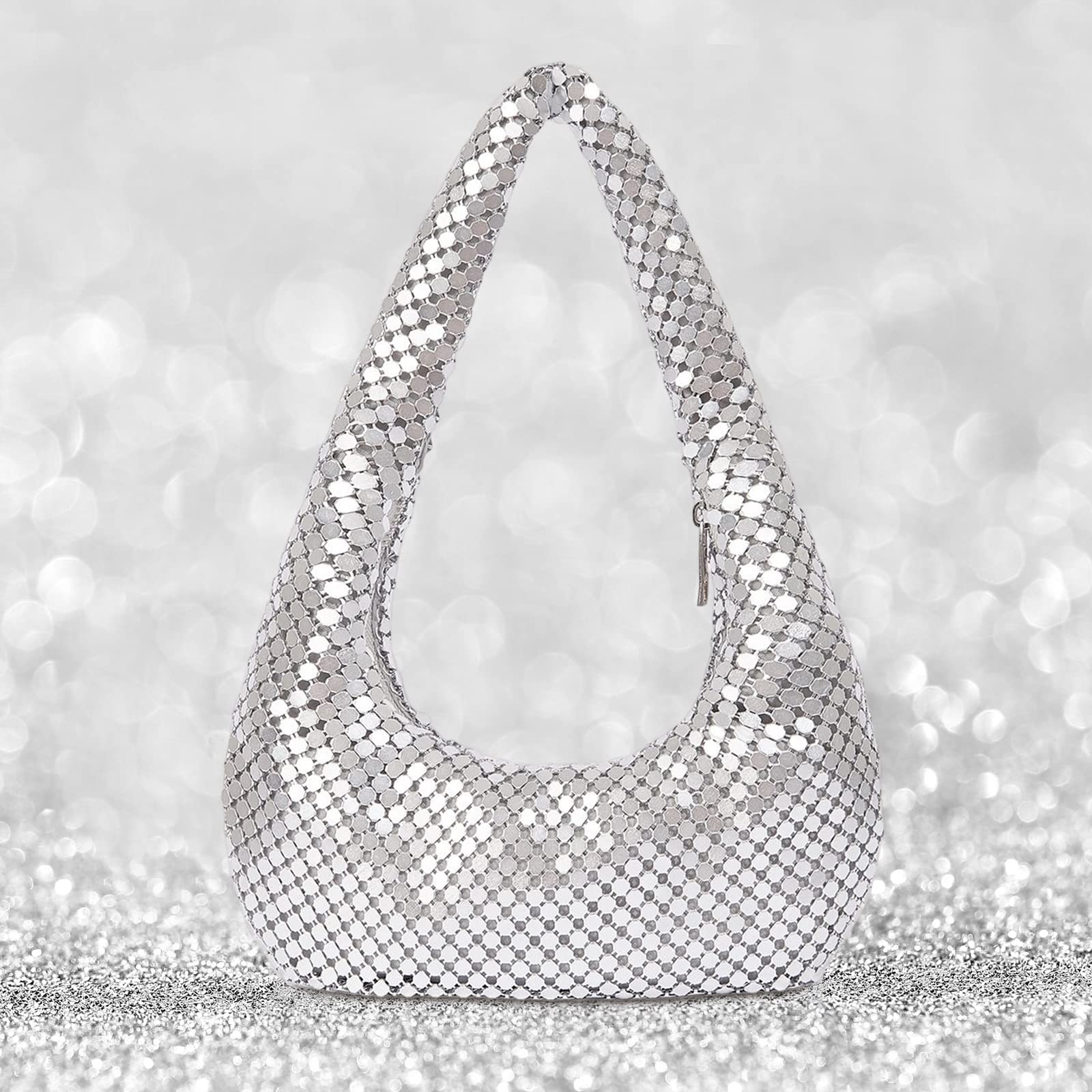 KANBUN ADITAM Damen Clutch Bag Abendtasche Pailletten Handtaschen Glänzend Umhängetasche Fashion Party Bag Prom Wedding Bag Damen Satchel Bag Clutch Handtaschen Silber Quality Goods