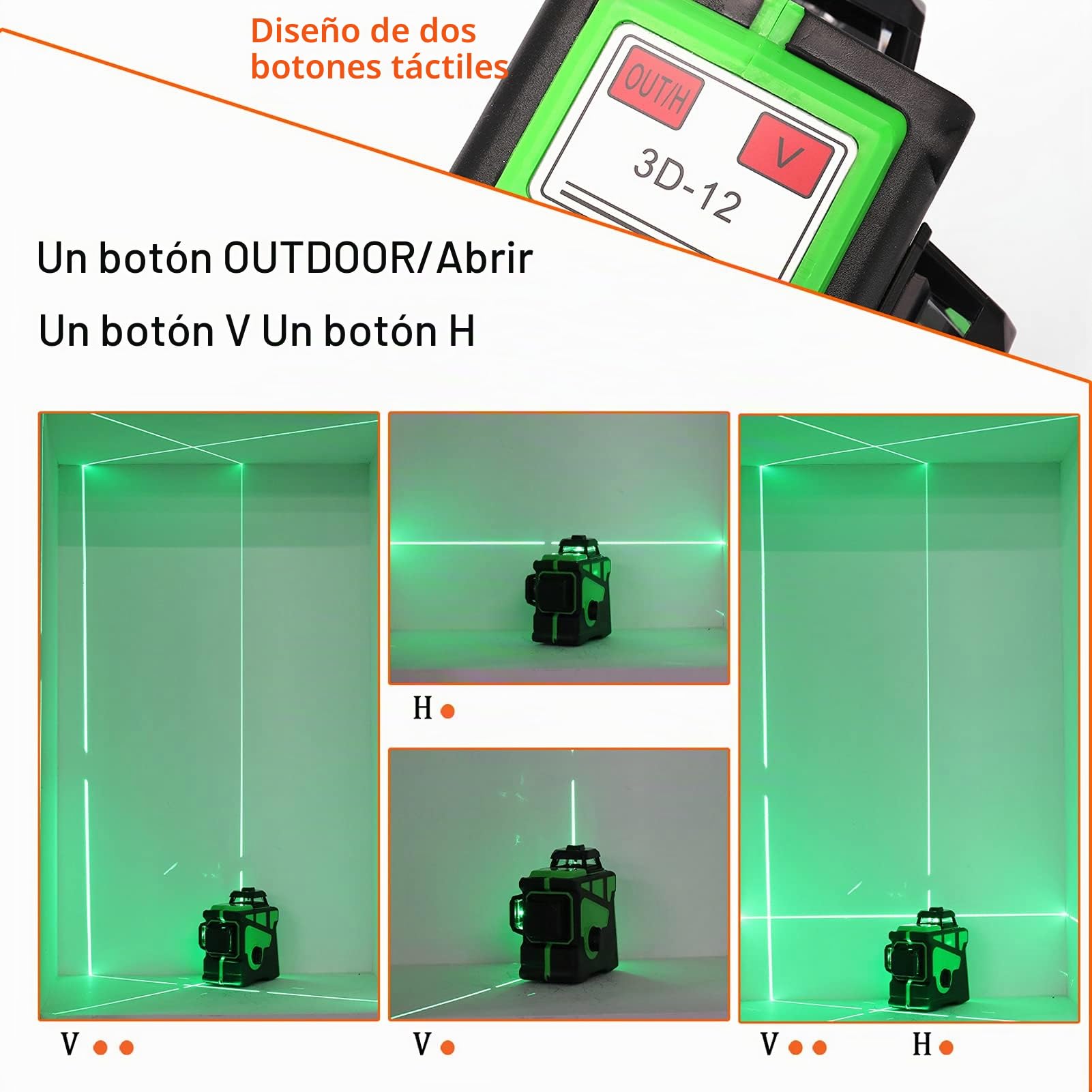 Herramienta de nivel láser multifuncional 3D de 12 líneas Líneas horizontales verticales con función de autonivelación