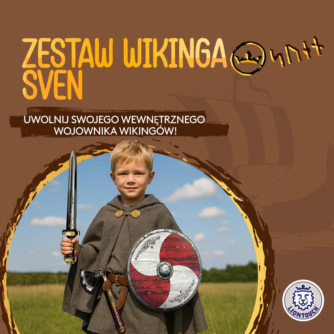 Liontouch - Zestaw Wikingów - Miecze, Tarcza i Topór | dla chłopców od 3 lat | Autentyczne zabawki do odgrywania ról Mastro Sven | Akcesoria piankowe do kostiumów Berserker i gier fantasy