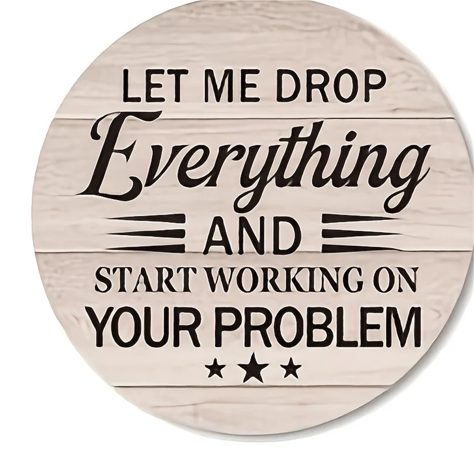 Wooden Round Coasters 3pcs 2D Retro Letter Wooden Coaster Set