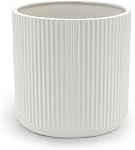 Amazon Basics Fluted Ceramic Planter, 8-Inch, White