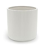Amazon Basics Fluted Ceramic Round Planter, 10 in, White White 10 in