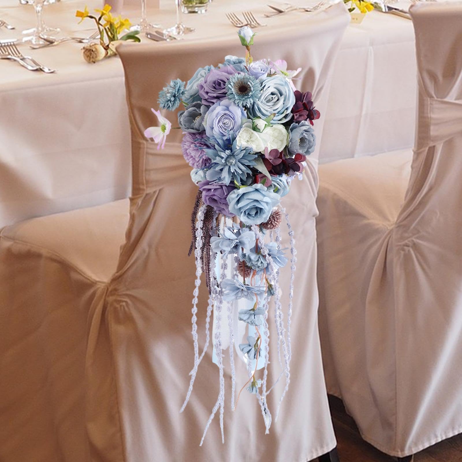 Qianly Bouquet da Sposa Elegante E Realistico, da Tenere in Mano per Matrimoni, Feste a Tema E Vacanze.