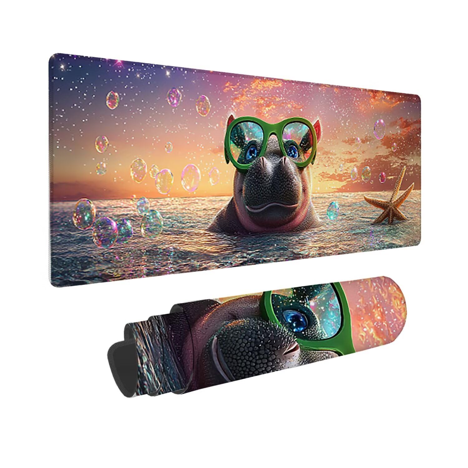 Podkładka pod mysz gamingowa 120 x 50 cm, z przyszytymi krawędziami, piękny koń, przedłużona, duża podkładka pod mysz XXL, gamingowa podkładka pod mysz z antypoślizgową gumową podstawą, akcesoria na