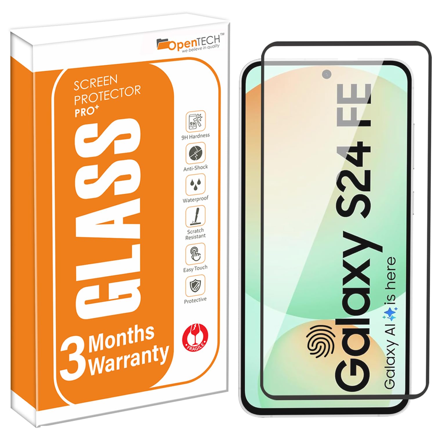 OpenTech® Military-Grade Gorilla Tempered Glass Screen Protector Compatible for Samsung Galaxy S24 FE 5G / Samsung Galaxy A36 / Samsung Galaxy A56 ( 6.7 Inch ) with Edge to Edge Coverage and Easy Installation kit