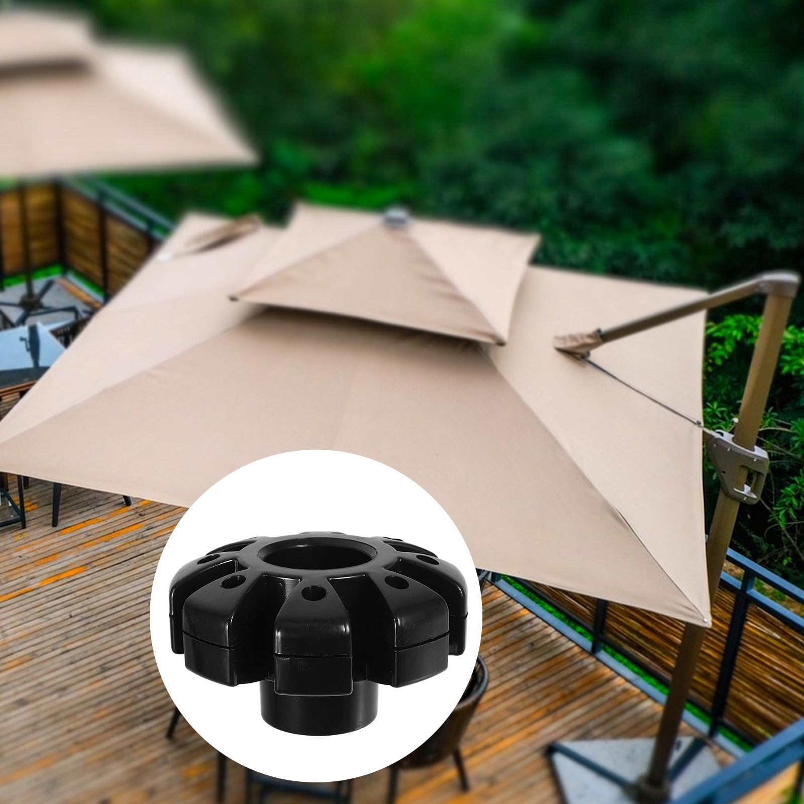 Manovella Piatto Superiore per Ombrellone Nero in Pp, Accessorio Ricambio per Ombrelloni da Spiaggia e Patio, per Vacanze Estive