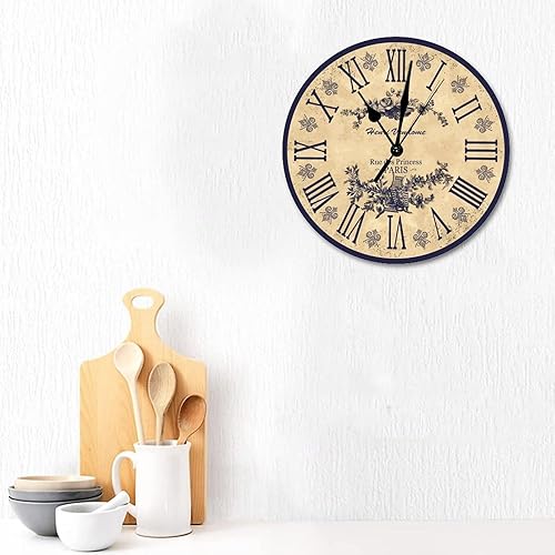 Miniatura 3 de UanMere Reloj de pared estilo rústico azul de estilo francés, 15 pulgadas, movimiento silencioso, estilo rústico, fácil de leer