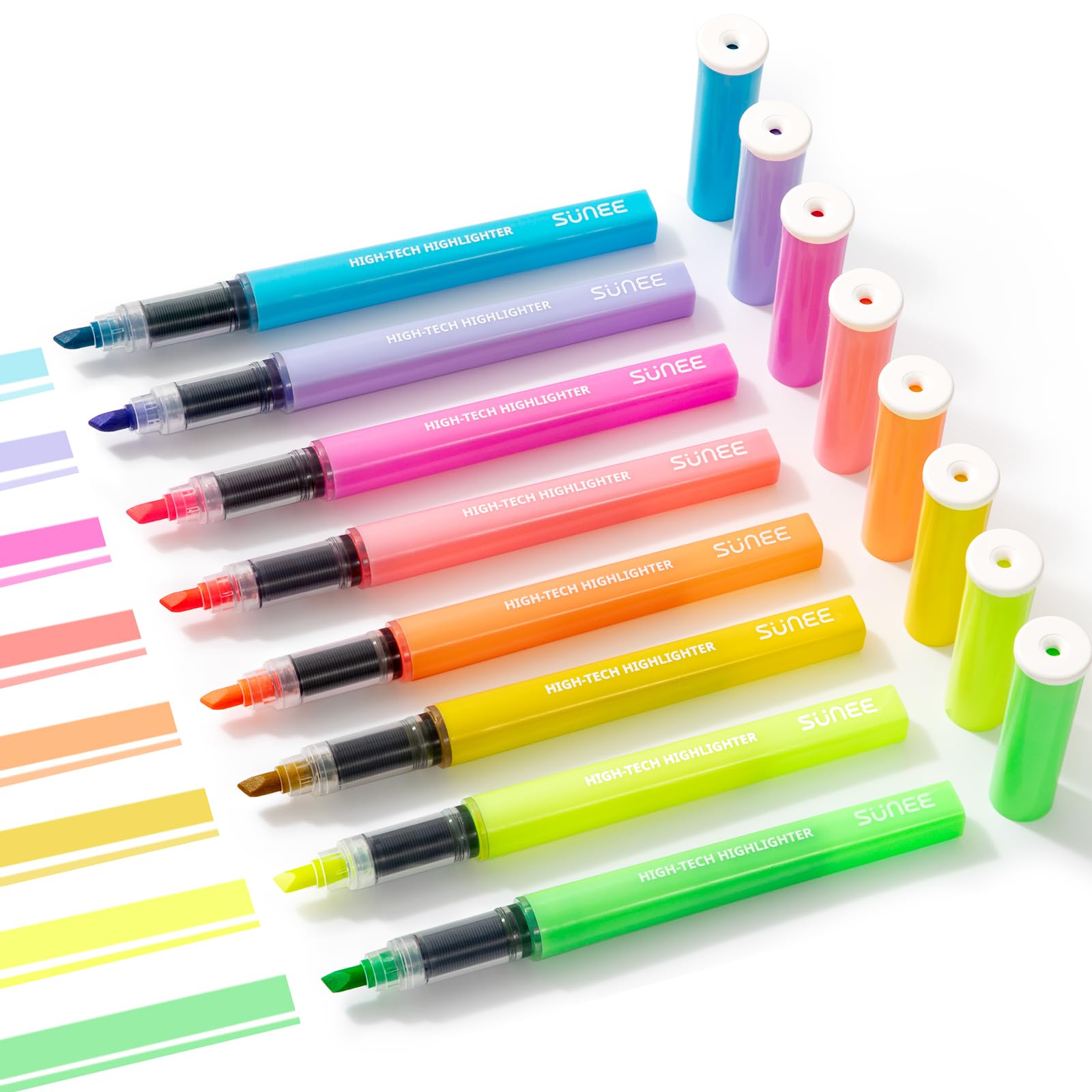 SUNEE Highlighters Assorted Colors, 8 Colors Highlighters with Chisel Tips, Liquid Ink Bible Highlighter for Students, Notes, Planners, Office Supplies, Aesthetic Stationery