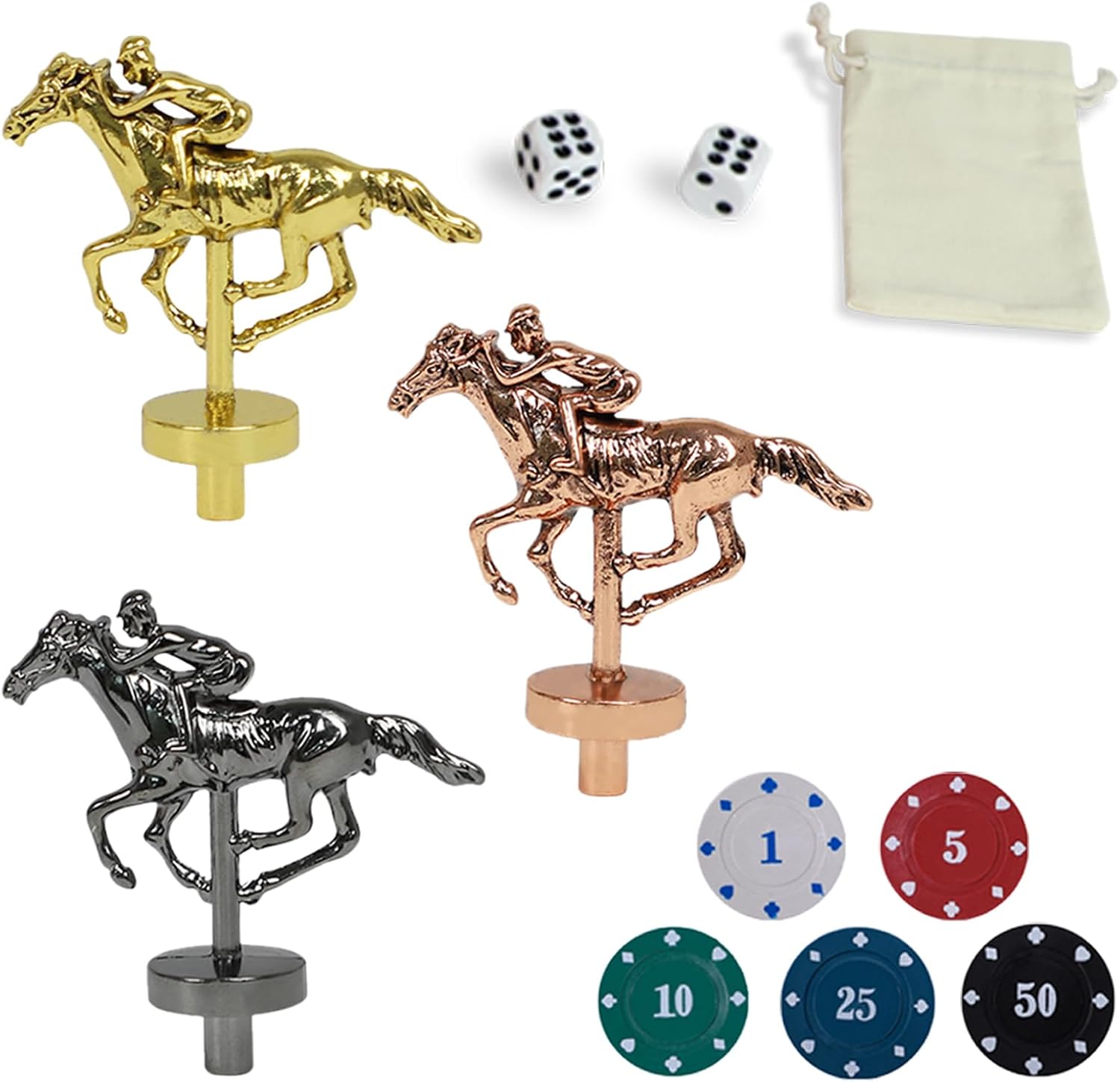 Jyquorp Metal Horse for Horse Racing Board Game，Gold×4, Rose Gold×4, Silver×3 Classic Style Collection Souvenirs (Gold×4+Rose Gold×4+Silver×3)…