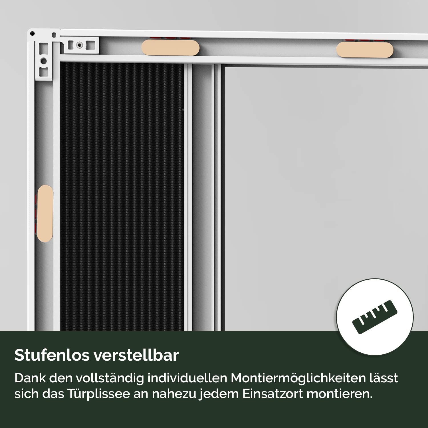 Nematek Fliegengitter Tür Plissee, ohne Bohren, 100x215 cm - Insektenschutz mit Rahmen für Balkontür Terrassentür Schiebetür bohrlos (weiß)