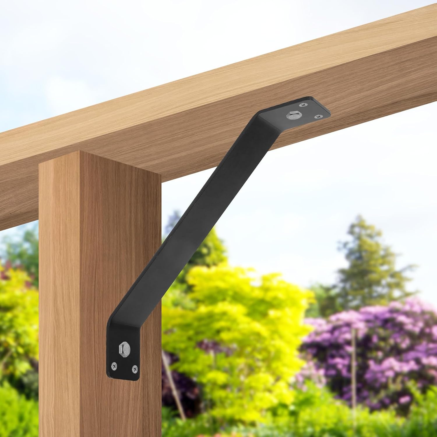 Inside Mount 45-Degree Angle Bracket, 8 Pcs 7-1/4'' x 1-1/2'' Heavy Duty Connector Corner Brace Inside Joint for Wood Post and Beam Desk Edge Box Pergola Gazebo DIY Kit