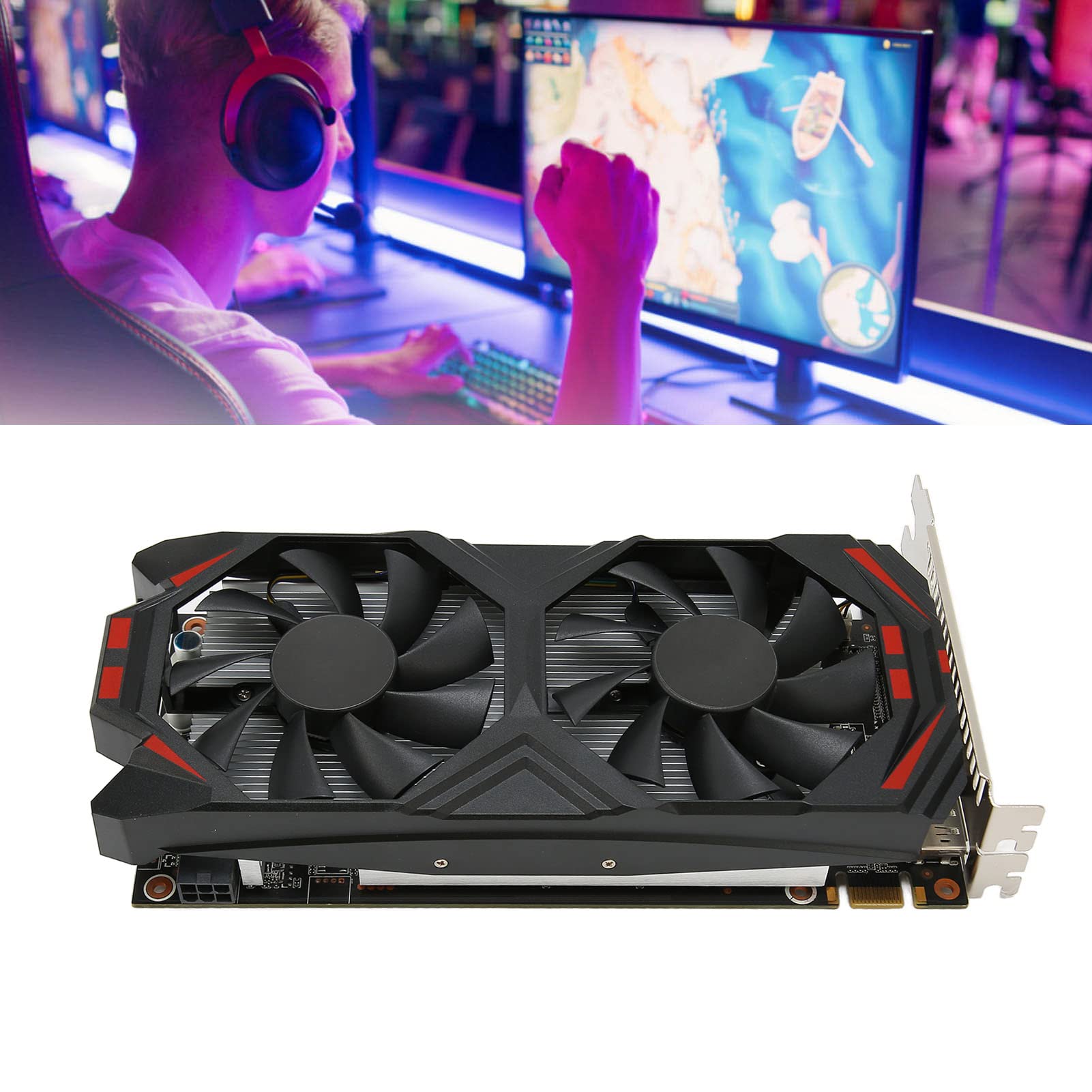 Scheda Grafica, Scheda Video 2GB GDDR5 128bit, Doppia Ventola con Tecnologia Intelligente della Ventola 0db for Computer Desktop (2G)