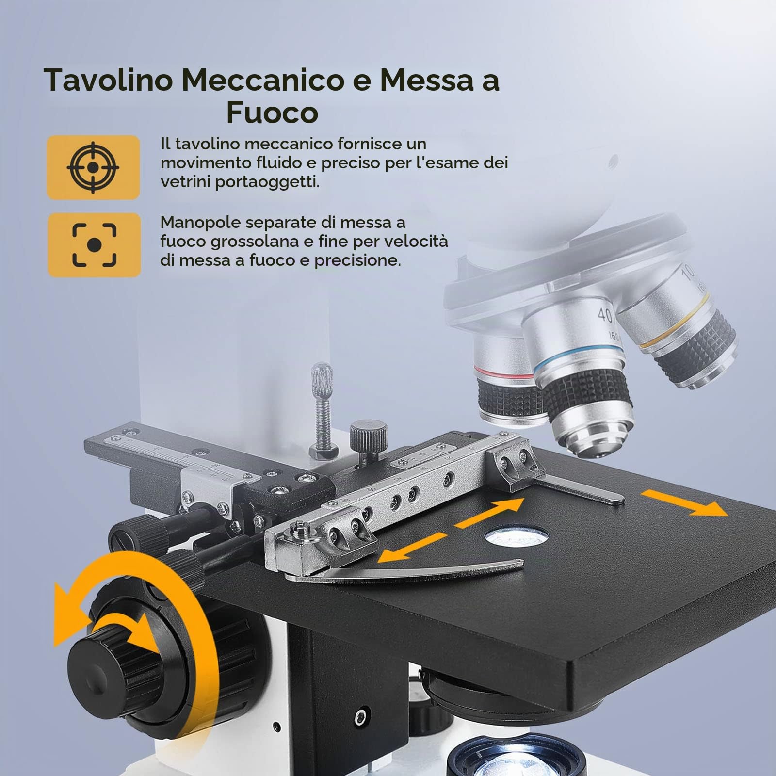 [Versione con sangue] Microscopio Vabiooth Dual-View 40X-2500X, LCD 7", E-oculare 5MP, palco regolabile, custodia alluminio per osservare sangue vivo.