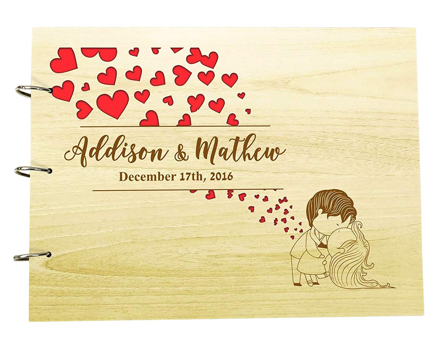 Tiiyee Libro De Visitas Madera, Libros Firmas Para Bodas Madera Artesan A Innovadora Lbum 321733