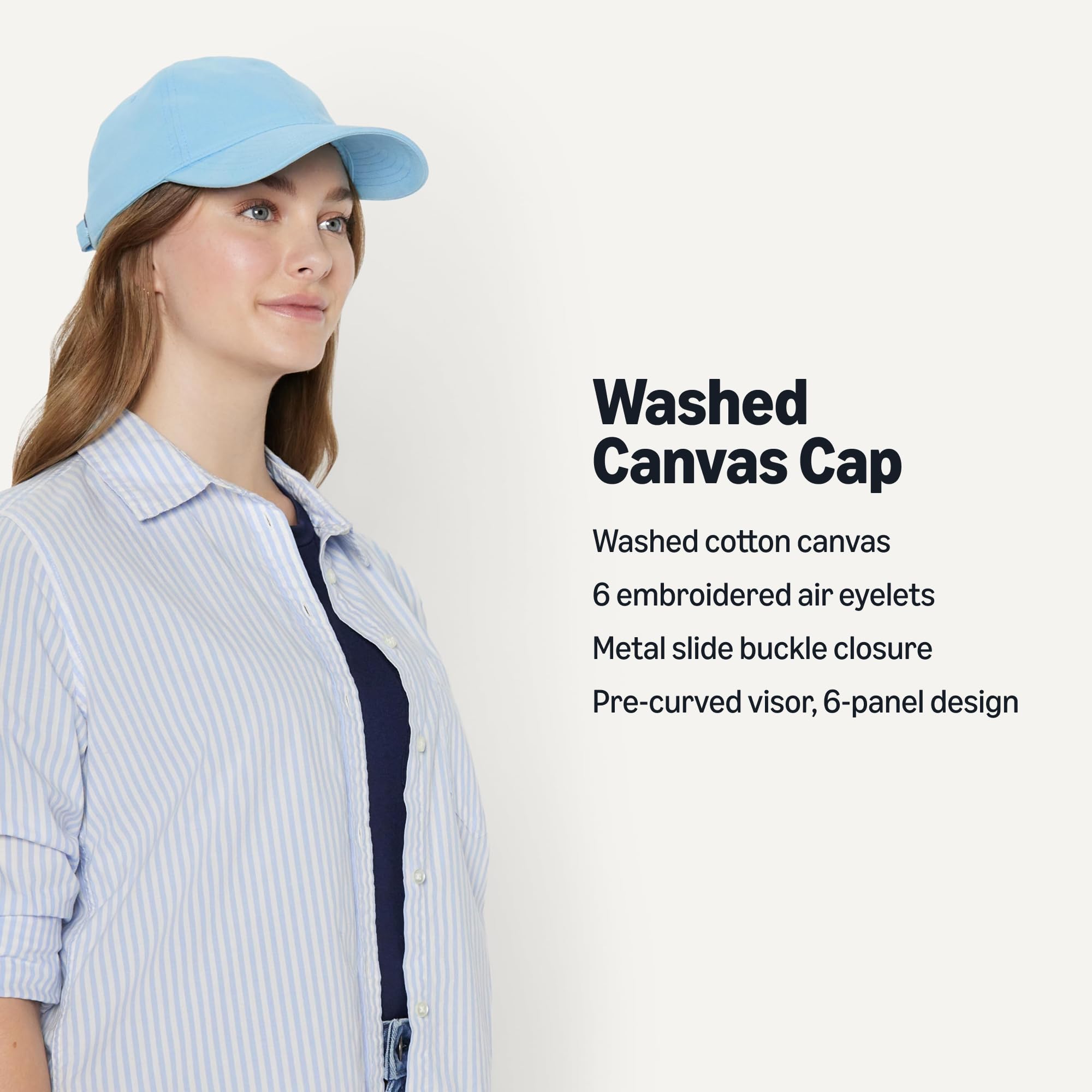 Amazon Essentials Damska czapka baseballowa z spranej bawełny, Jasnoniebieski, rozmiar uniwersalny
