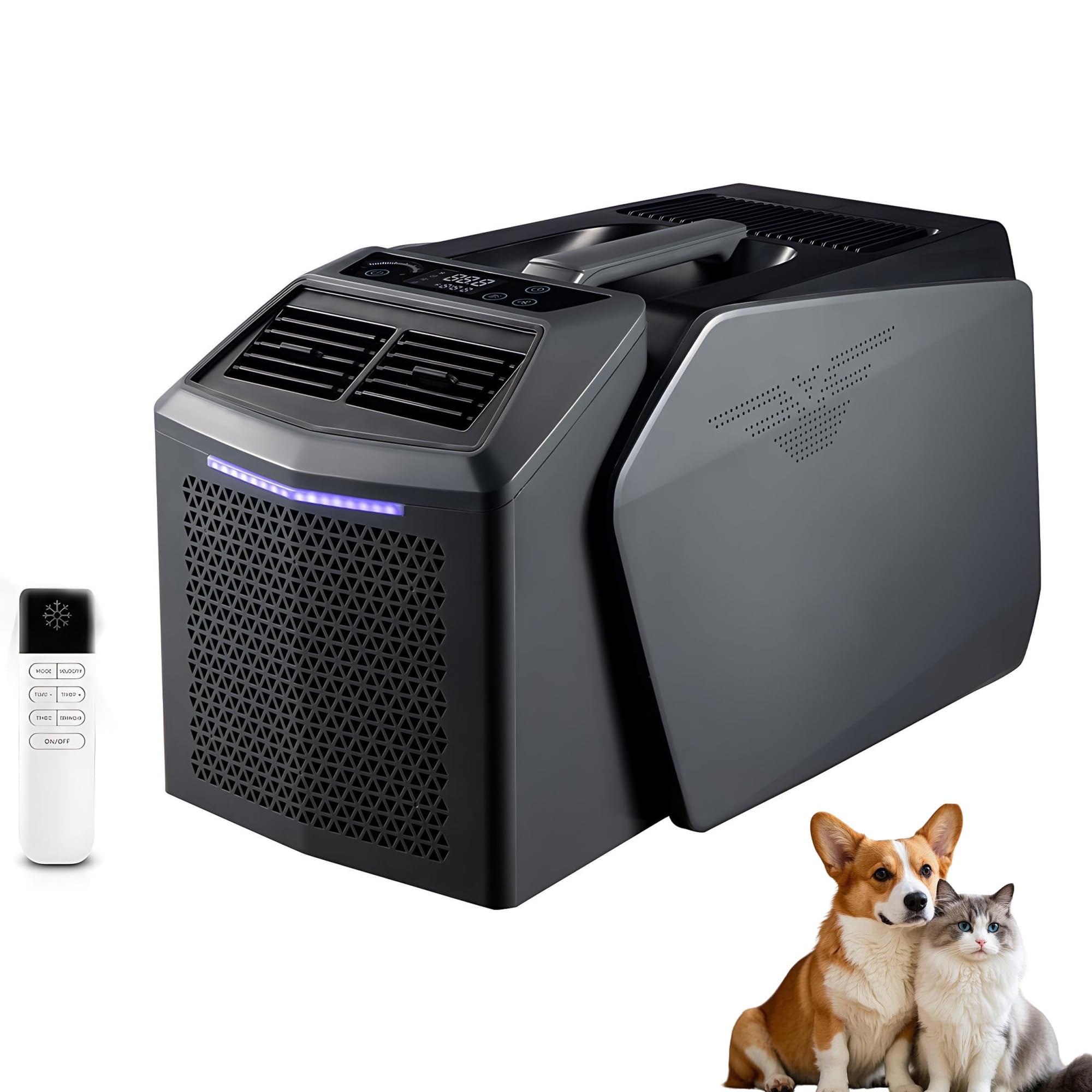 Senodon One Color Tent Ac Portable Air Conditioner, Rv Parking Cooler, 6200 Btu 550W, 48V Dc/110V/220V Ac, 4-In-1 Small Ac Unit 3-Speed Fan Dehumidifier Sleep Mode Remote, For Camping Truck Van Life(48V)