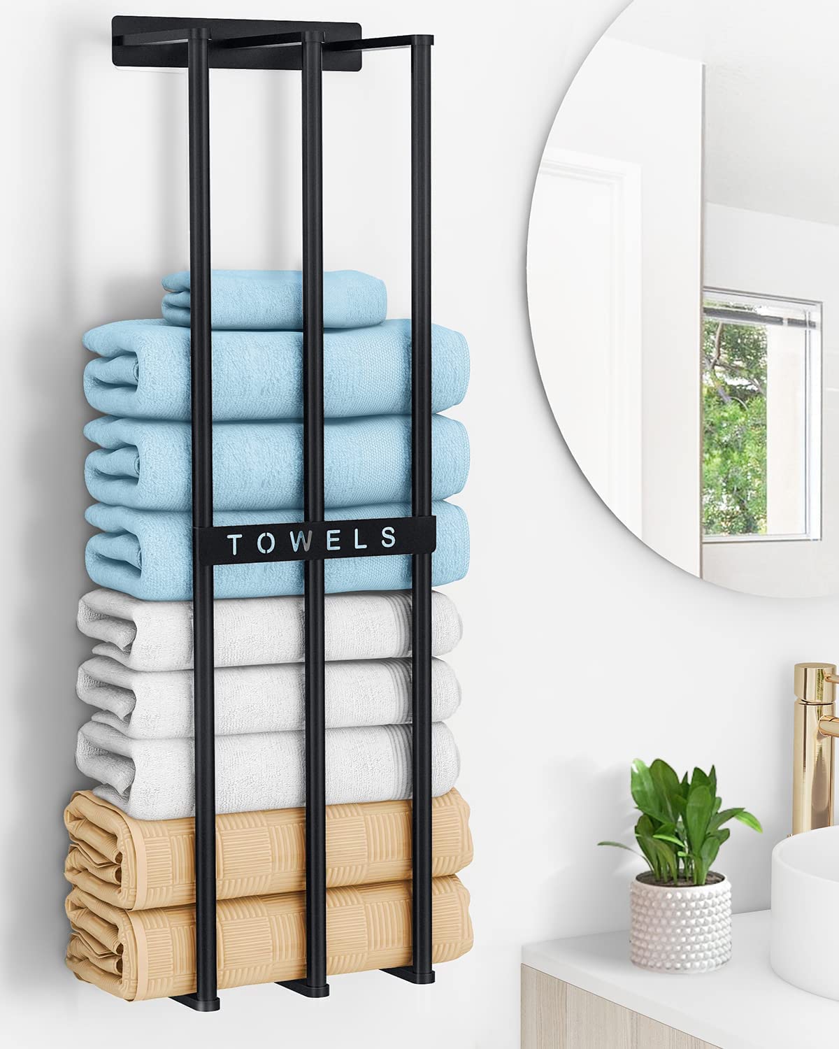 Towel Racks for Bathroom,3 Bar Towel Storage Wall Mounted,Rolled or Folded Towel Holder for Folded Large Towel Washcloths Rolled Salon Towel