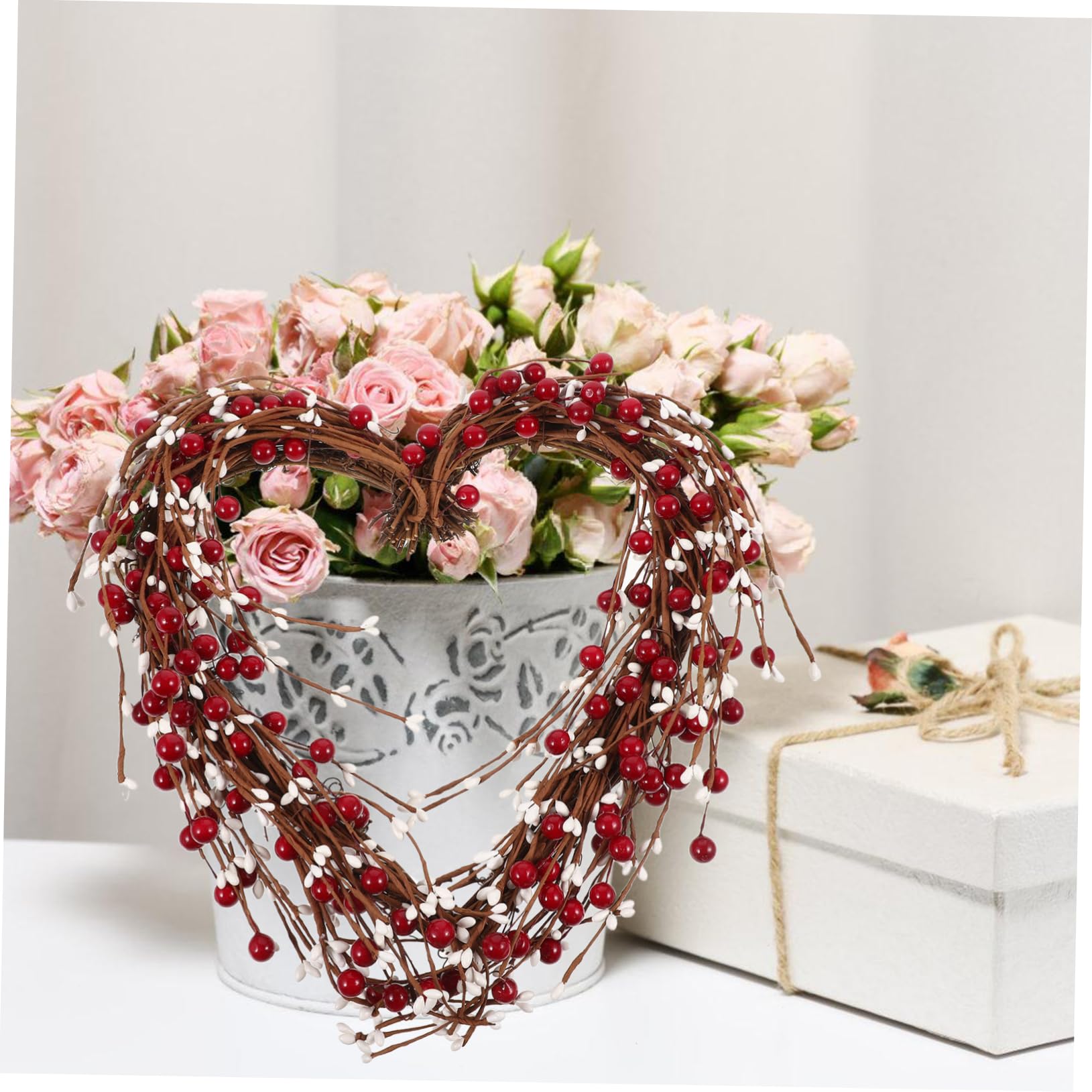 Guirnalda Colgante De Artificial Forma De Corazón para Decoración De Puerta San Valentín Adorno Festivo De Diseño Rústico y Chic para Celebraciones y Decoraciones del Hogar