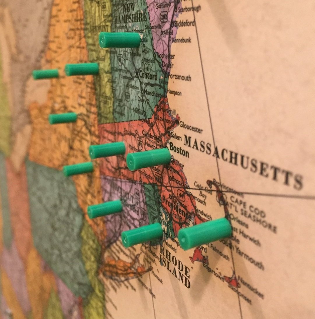 Map Magnets - 40 Magnetic Push Pins in Green - Tiny Colorful Map Magnets Perfect for Marking Travels or Decorating a Home or Office