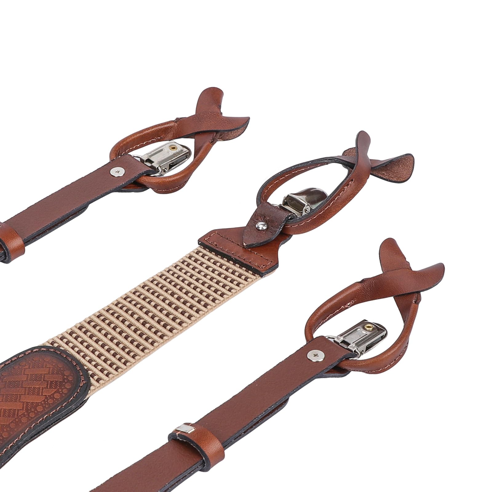 TOURBON - Elegante soporte de cuero para hombre con clips fuertes, tirantes elásticos ajustables en forma de Y, tirantes de trabajo de 4 cm de ancho