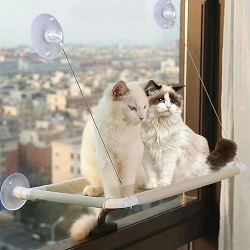 Miniatura 2 de Hamaca para ventana para gatos, cama soleada de seguridad para gatos con ventosas duraderas y resistentes, asiento de ventana soleada para gatos de