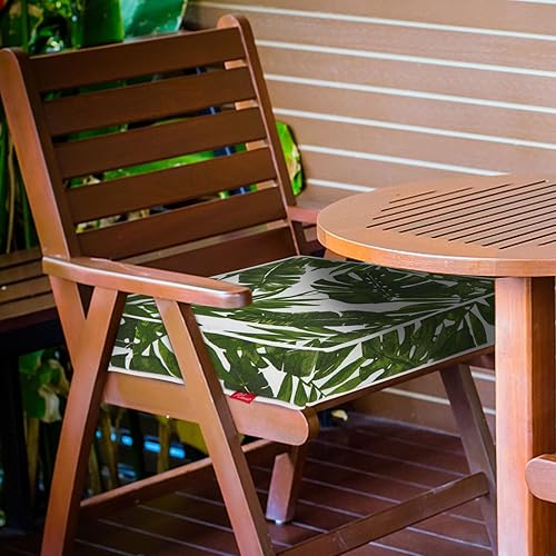 Miniatura 7 de Pcinfuns Juego de 2 cojines para sillas de exterior de 19 x 19 pulgadas, para muebles de patio, jardín, sofá, silla, con correas ajustables, hojas