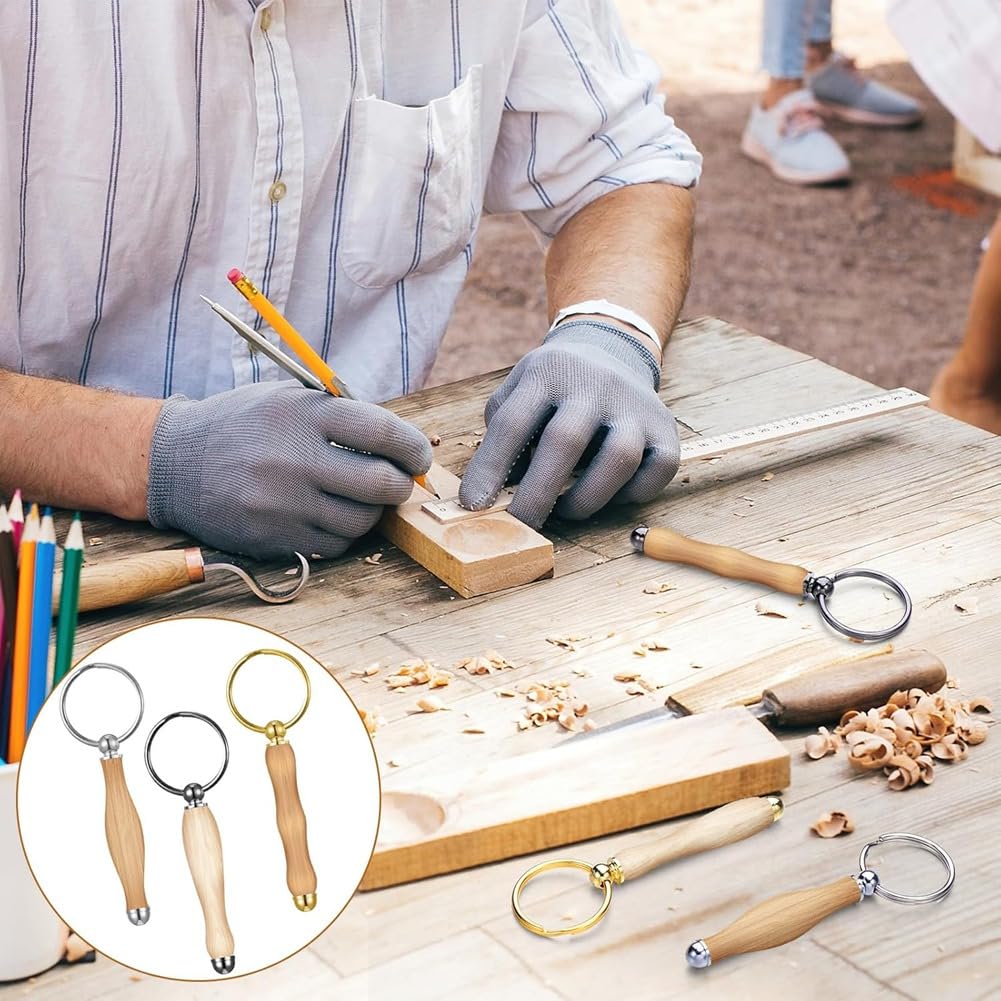 12 Stück Woodturning-Schlüsselanhänger-Set, Holzdreh-Zubehör, Mandrel Wood Turning Keychain für Holzarbeiten-Geschenke
