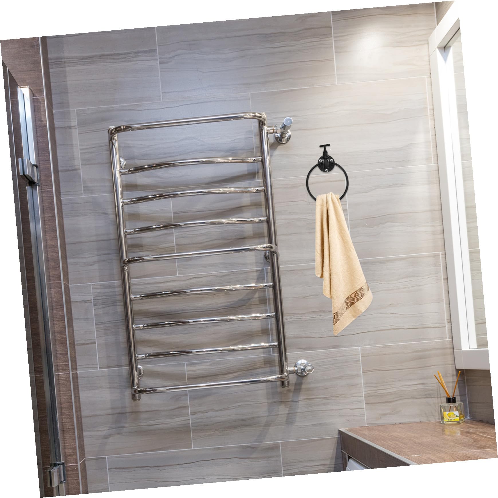 Ciieeo Portasciugamani da Parete Anello Portasciugamani Nero in Ferro per Bagno Cucina Accessori da Bagno