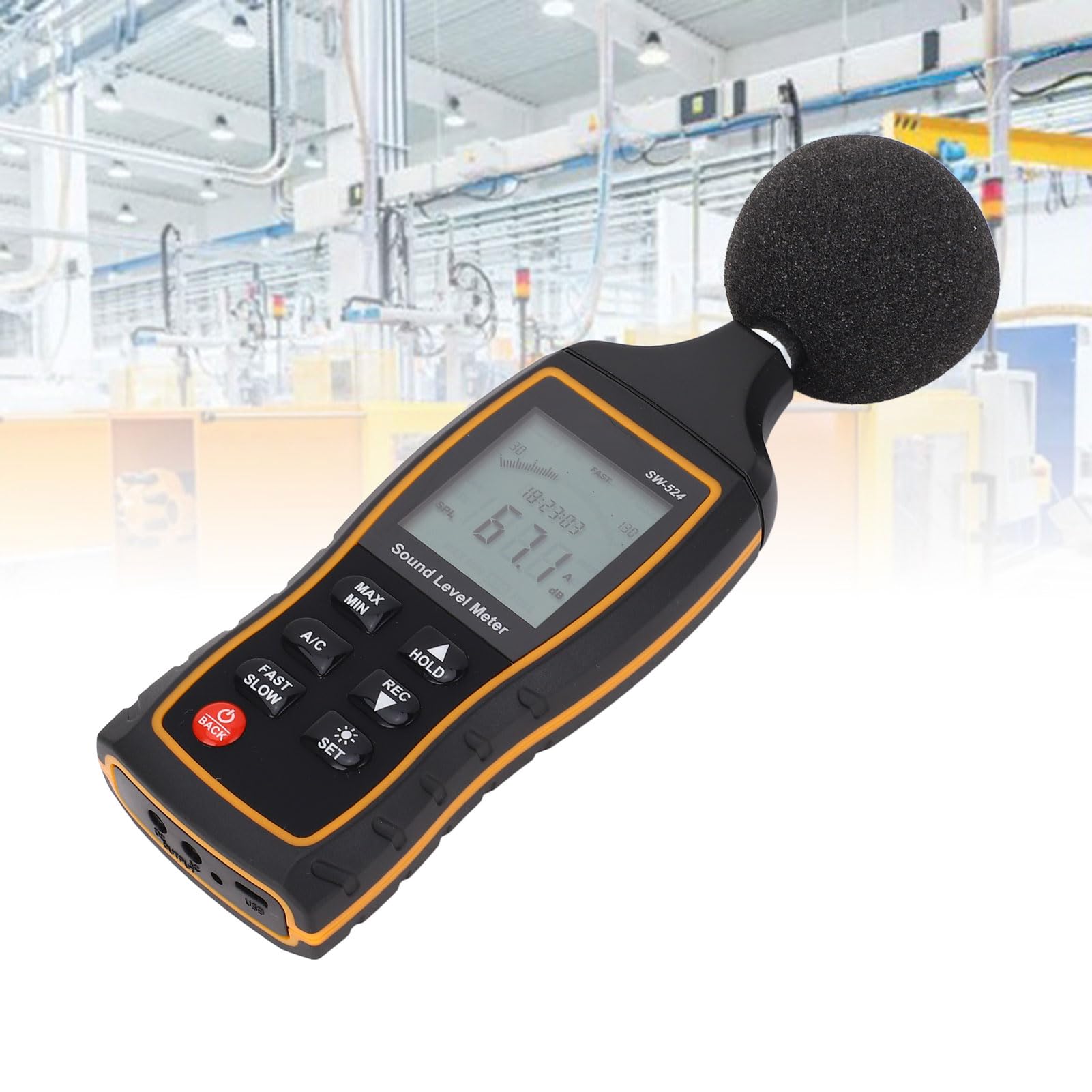 Fonometro Digitale Tester di Rumore con Uscita a Doppio Segnale Ad Alta Precisione Monitoraggio Lettore di Decibel per Strade Trafficate per la Misurazione del Rumore Industriale