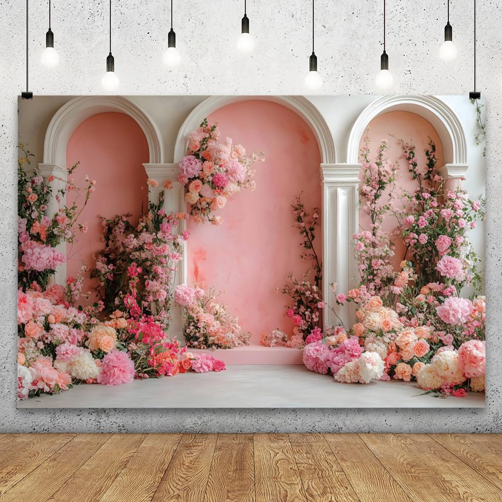 YongFoto Arche européenne avec fleur florale 3,7 x 2,4 m - Élégante et romantique - Rétro - Pour photographie d'anniversaire, fête prénuptiale, fête de mariage - Bannière de décoration de chambre
