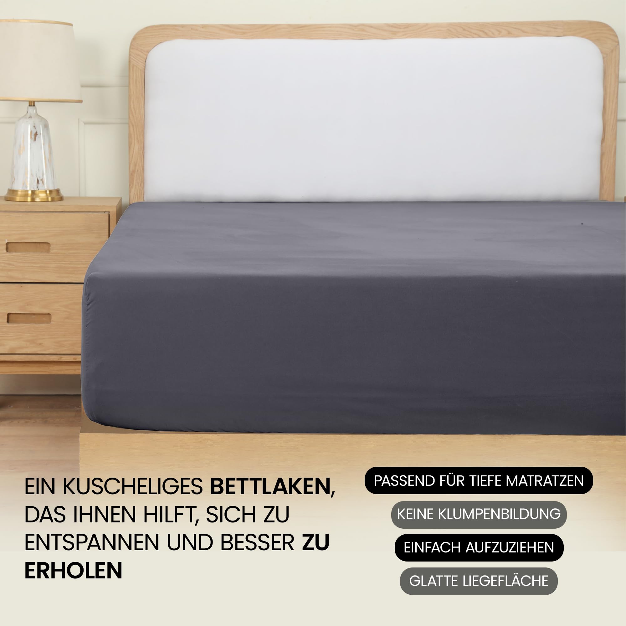 Utopia Bedding - Spannbettlaken 180x200cm - Grau - Oeko-Tex Zertifiziertes Ansicht 7