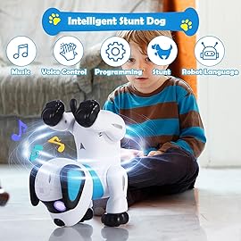 yiman Remote Control Robot Dog Toy - Programmable Smart Robot Dog for Kids 3+, Interactive Dancing & Sound, RC Stunt Toys with LED Eyes, Electronic Pet Toy for Boys & Girls Gifts (Pink)