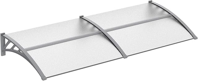 Outsunny Door Canopy Awning Outdoor Window Rain Shelter Cover for Front/Back Door Porch Clear 200 x 75cm