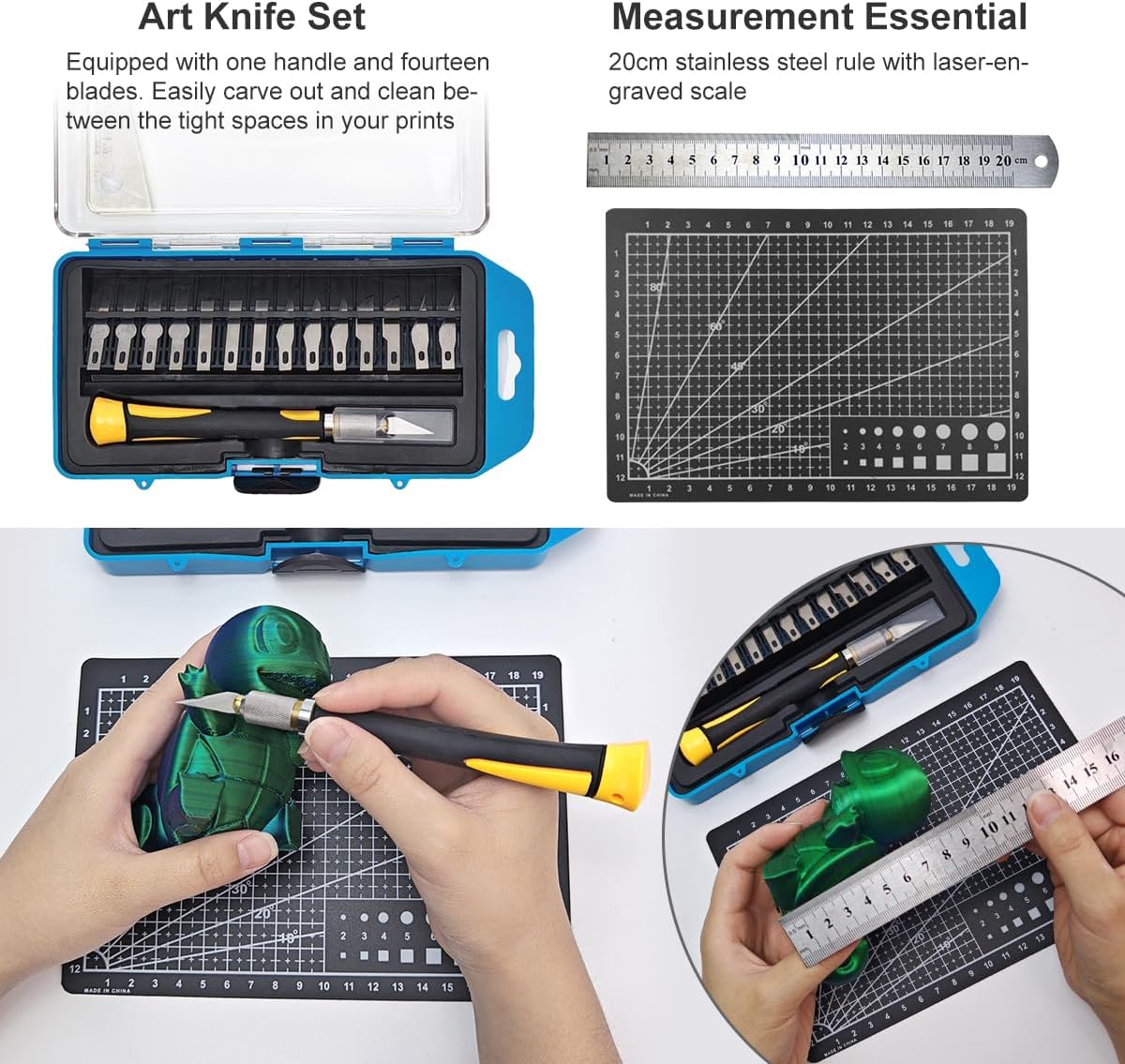 Pro 3D Printing Tools Kit with Electric Polisher, 3D Printer Accessories Set Includes Nozzle Cleaning Needles, Scrapers, Tweezers, Deburring Tool, Cutters & Storage Box for Removing/Cleaning/Finishing