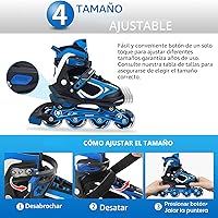 Vista 3 de MammyGol Adjustable Inline Skates for Kids Boys Girls Youth Blades Roller Skates with Light up Wheels Ages 4-16