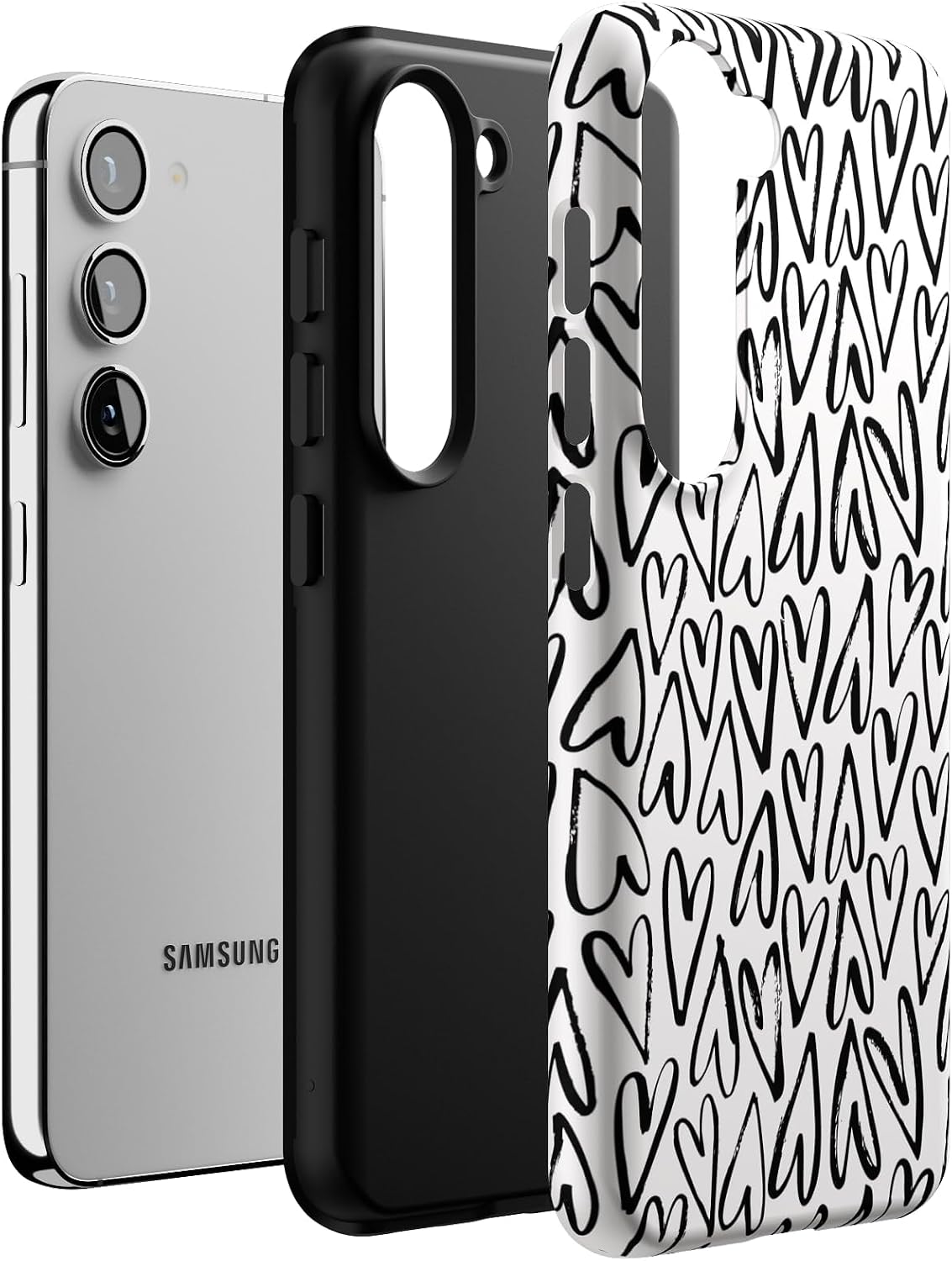 Casely Galaxy S23 Case | Heart Throb | Endless Hearts | Essential Slim Dual-Layer Protective Design