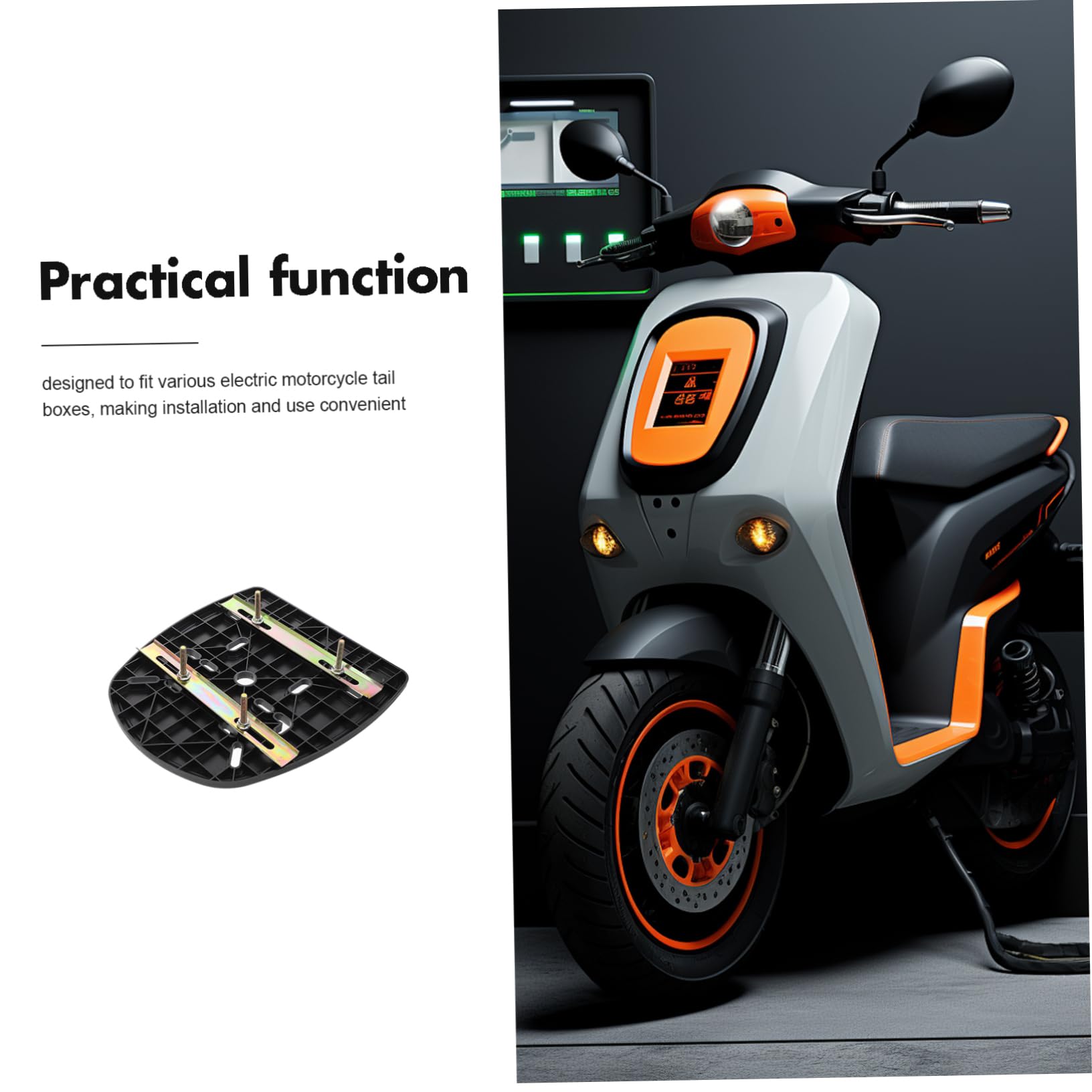 Placa Base Tornillos Fijos para para Caja Trasera de Motocicleta Diseño Reforzado y Tiras Antideslizantes Soporte Resistente y Seguro