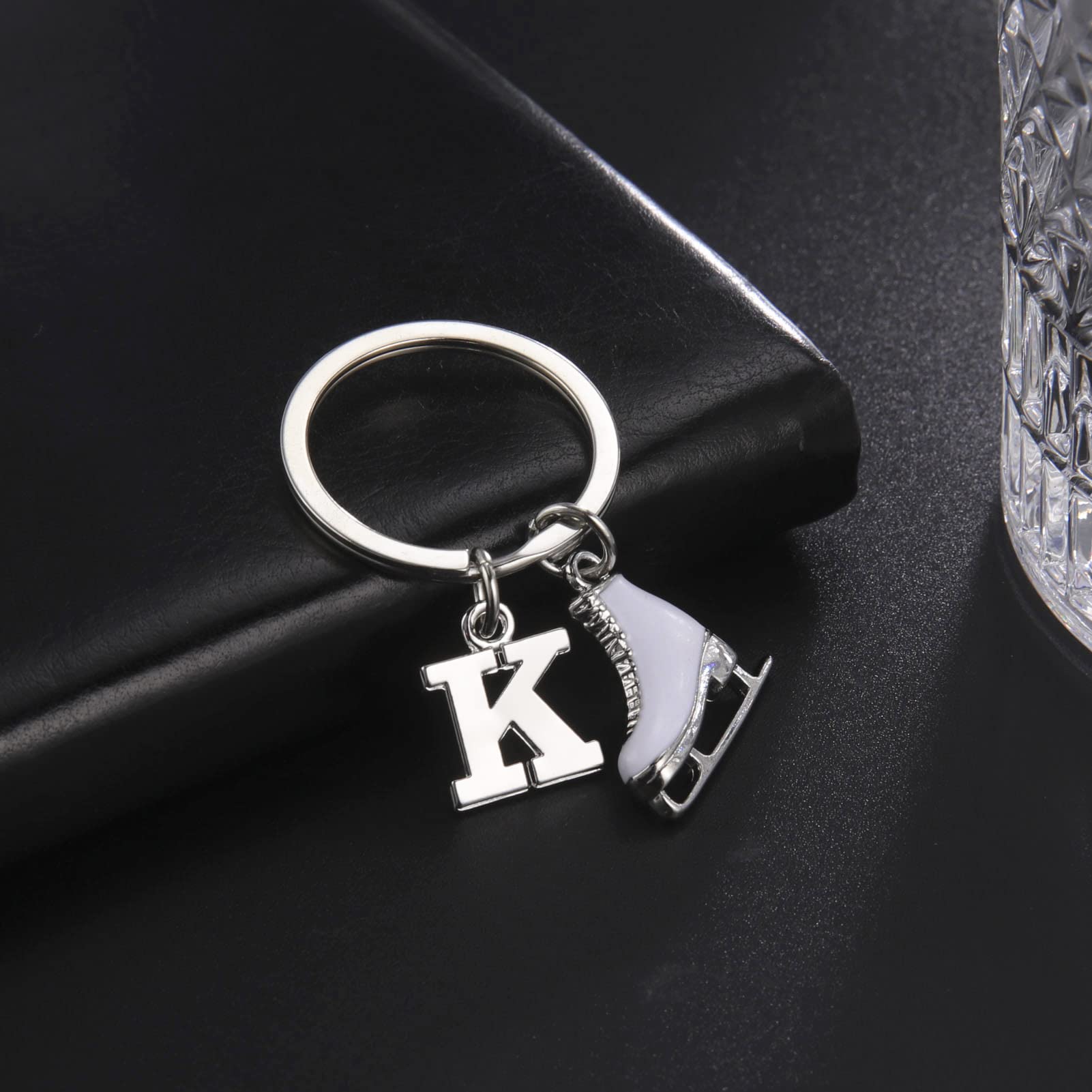LIKGREAT Ice Skate Keychain Figure Skating Keychains Initial Ice Skating Charm Keyring Handbag Decoration, K, Medium - Image 4
