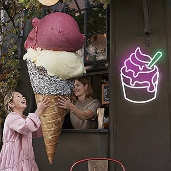 Amazon.co.jp: アイスクリームネオンサイン ピンク ホワイトLED
