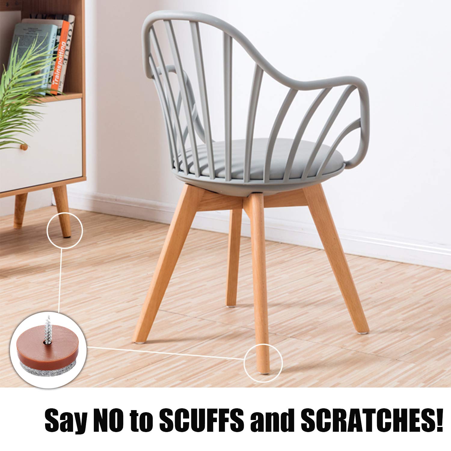 60 almohadillas de fieltro para muebles, sillas y mesas, de 3,8 cm, color marrón, para patas de madera, 60 unidades