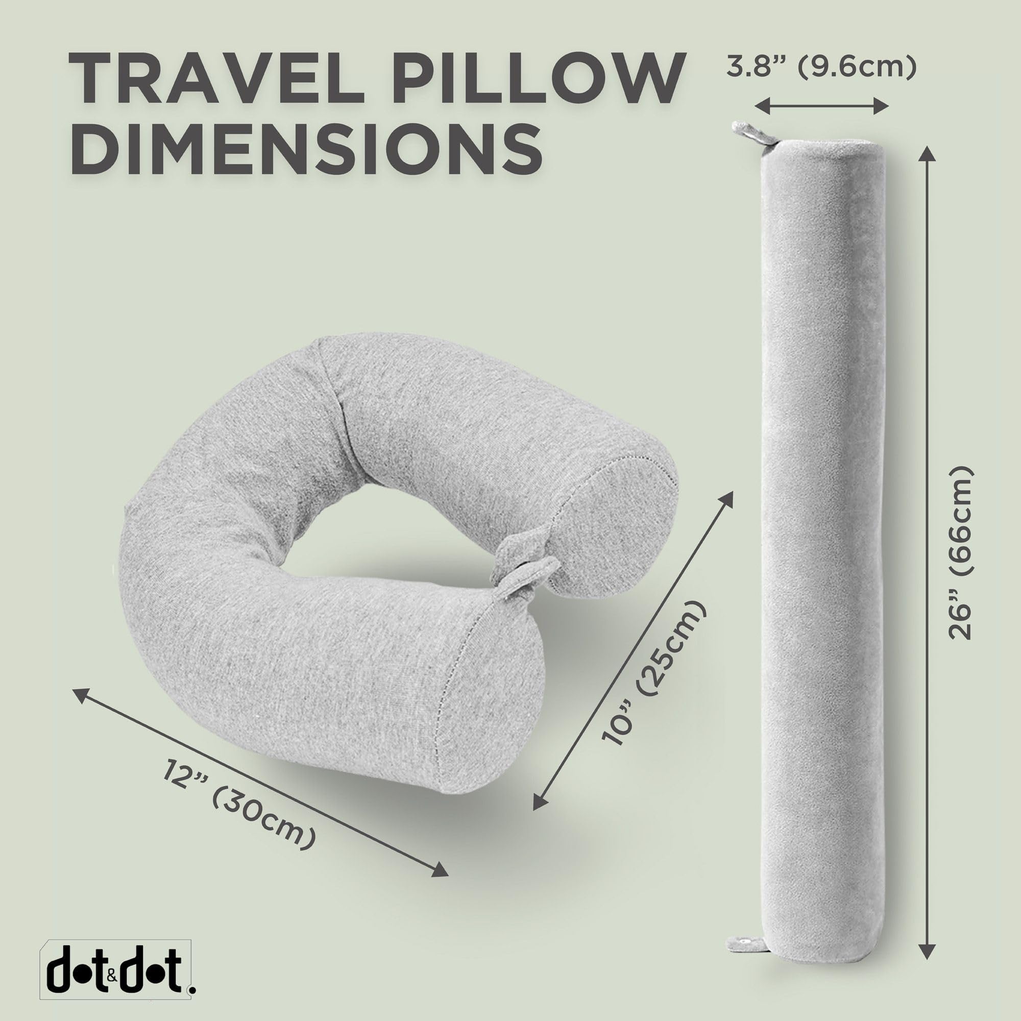 Dot&Dot Twist Memory Foam Travel Pillow Neck Chin Lumbar Leg Support Traveling on Airplane Bus Train at Home – Best Side Stomach Back Sleepers – Adjustable Bendable Rollow Pillow