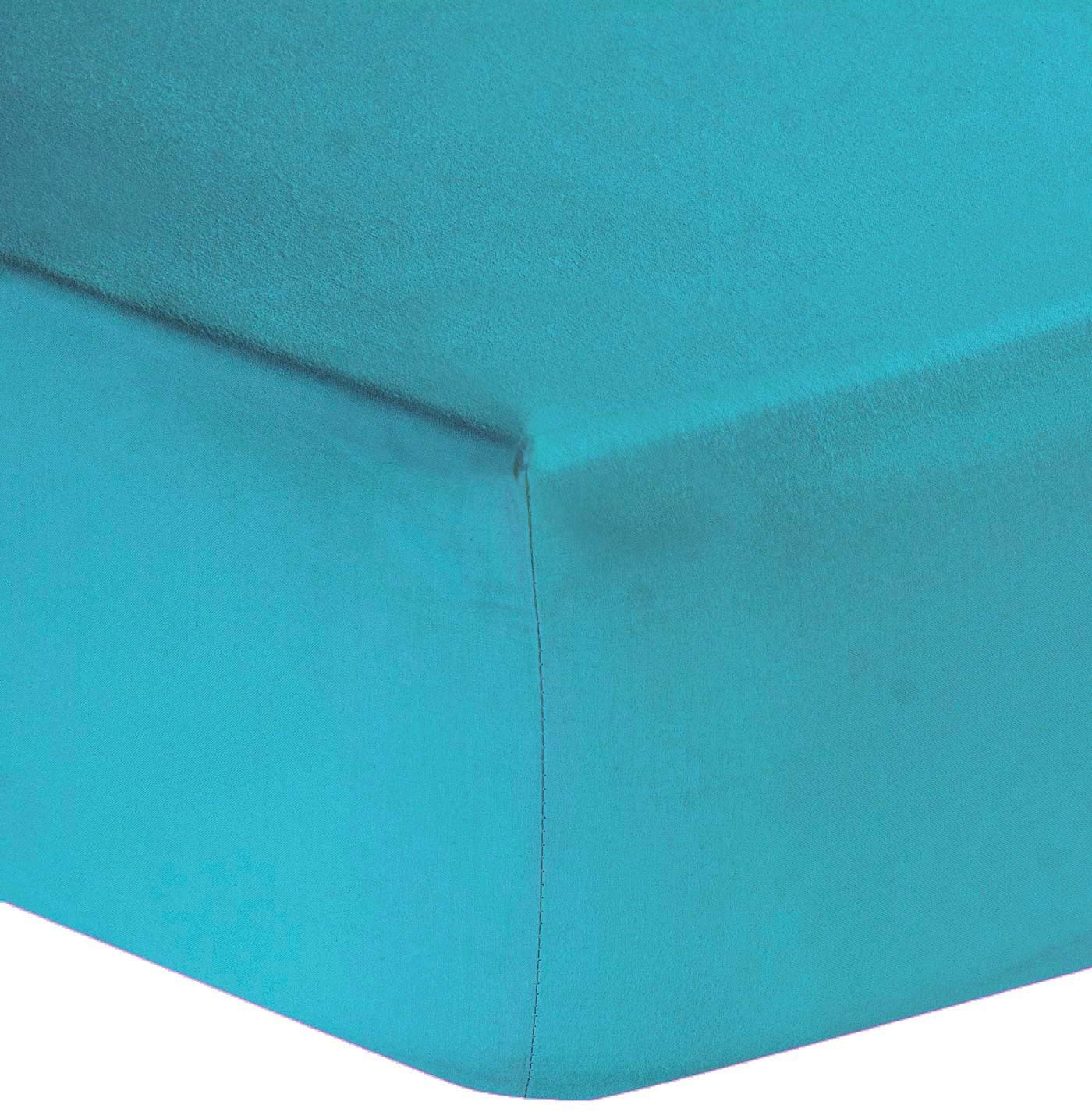 Haani Pack of 2 Extra Deep 16 inch (40cm) Plain Pollycotton Double Fitted Sheets (TEAL, FITTED SHEET)