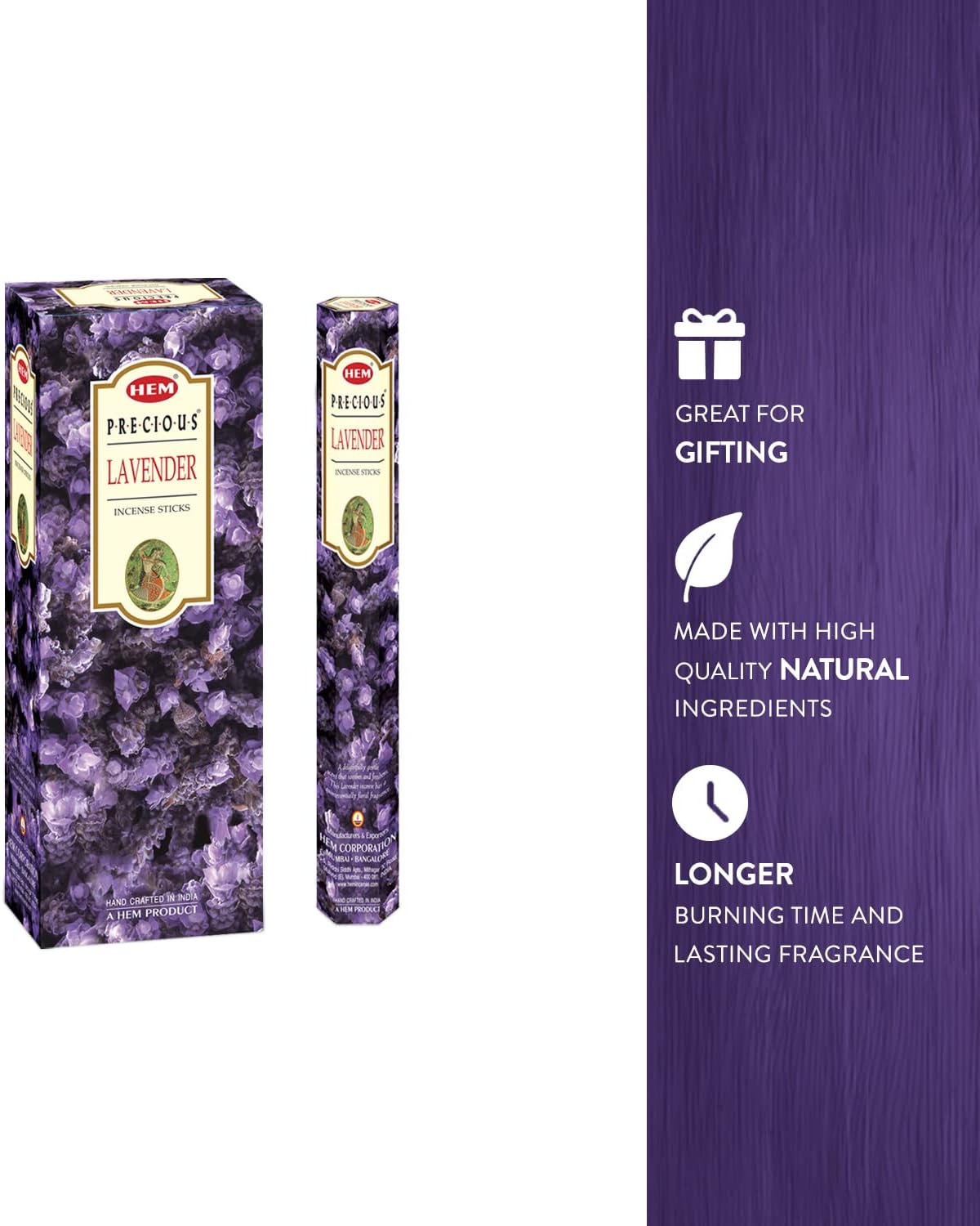 6 Pack....HEM Lavender Incense Sticks – Pack of 120 | Hand-Rolled in India | Soothing Floral Aroma for Relaxation, Stress Relief, Meditation, Yoga, Prayer & Home Fragrance